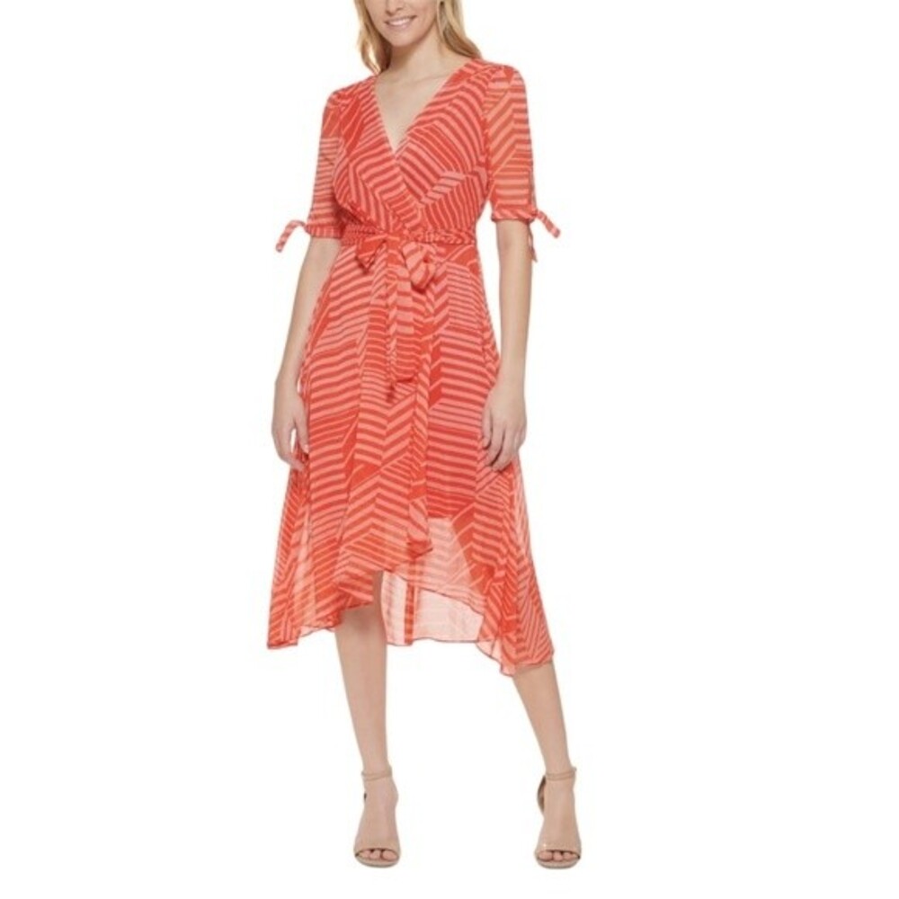 NWT‎ Tommy Hilfiger | Orange Faux Wrap Dress 6